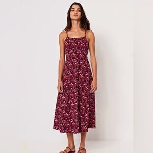 NWT Organic Fit and Flare Midi Sun Dress XS “Short” Paradise Petal Poppy Red